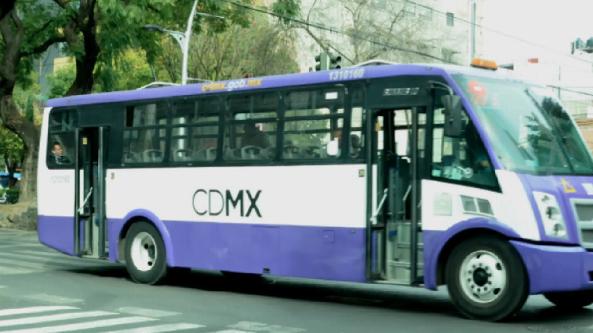 Autobús morado de transporte CDMX